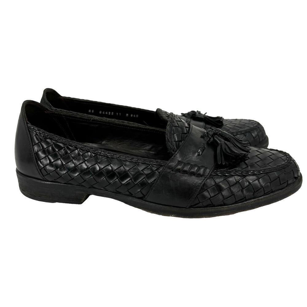 Bragano‎ Kiltie Tassel Loafer Dress Shoe Men's Size 11 Woven Black Leather Italy